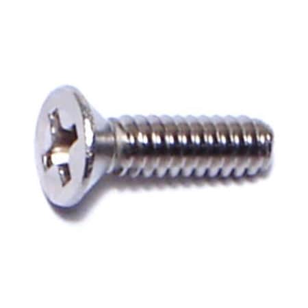Midwest Fastener #6-32 x 1/2 in Phillips Flat Machine Screw, Plain 18-8 Stainless Steel, 100 PK 07161